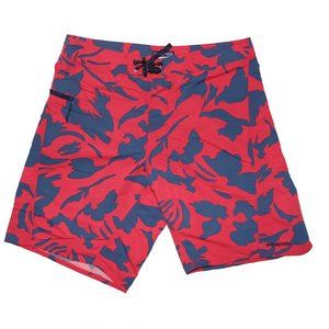 Patagonia vibrant red and blue swim trunks 33"